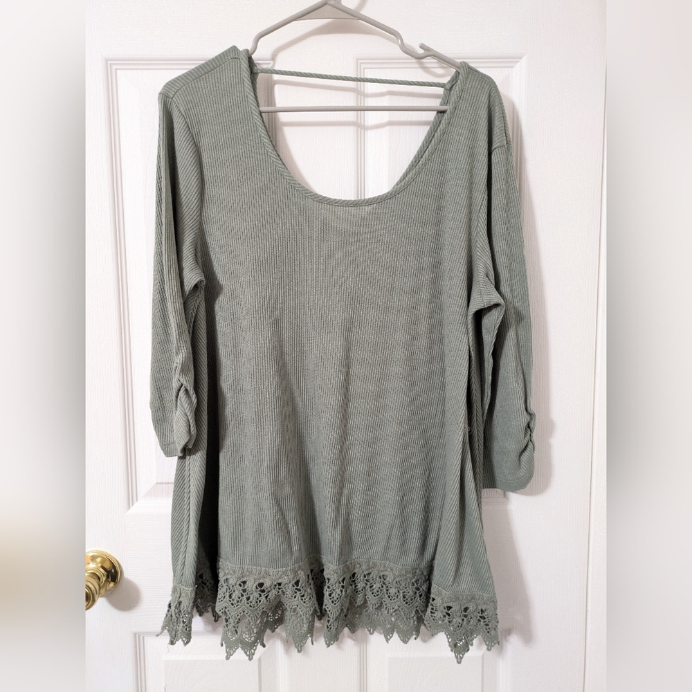 *3 for $15* Maurices Olive Green Tunic with Lace Detail